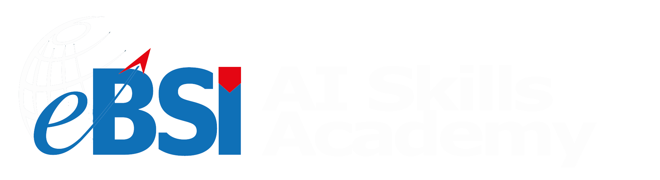 eBSI AI Skills Academy horizontal logo for dark backgrounds