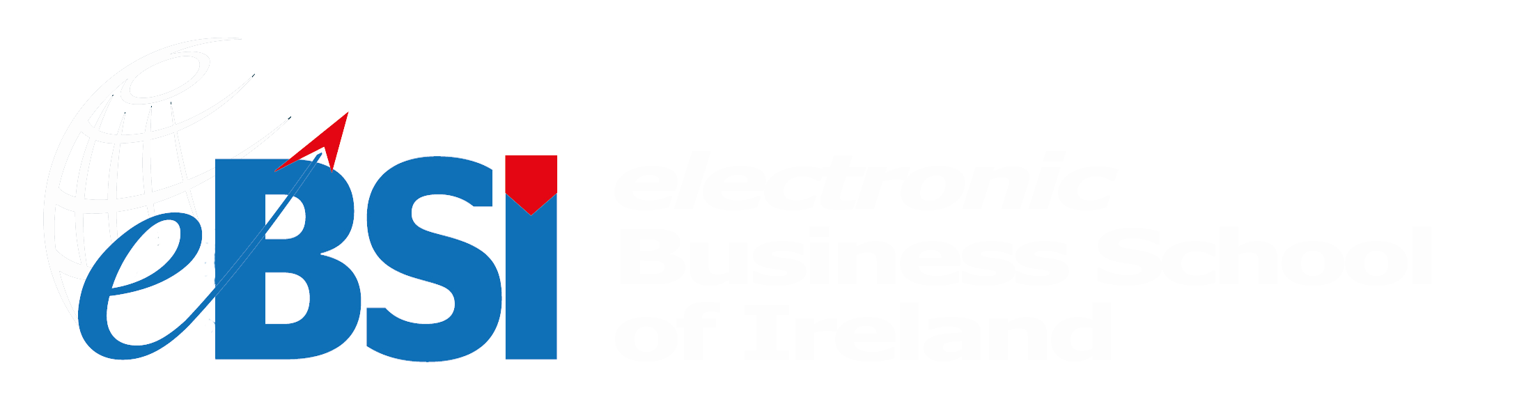 Horizontal eBSI umbrella school logo for dark backgrounds